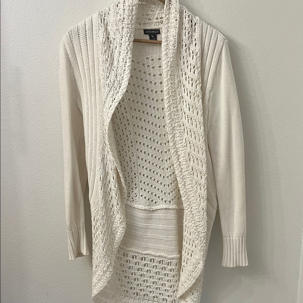 White Open-Front Sweater